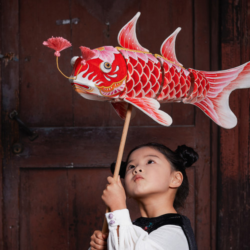 王的手创 鲤鱼灯笼手工diy材料包竹编花灯徽州非遗古风中式儿童 - 图1