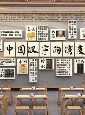 汉字的演变文化墙面装饰贴环创甲骨文教室后墙班级氛围布置黑板报