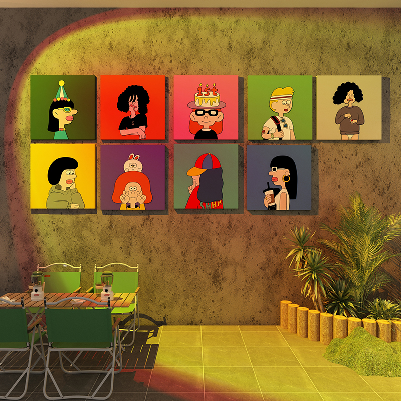 网红拍照区布置打卡背景咖啡厅奶茶店铺墙壁面装饰品摆件氛围挂画 - 图0