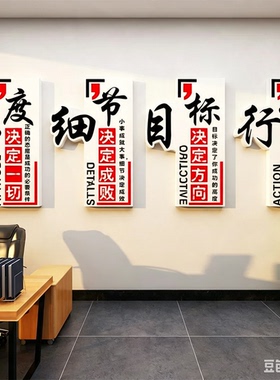 企业文化墙楼梯间办公室墙面装饰工厂励志标语贴公司进门形象布置