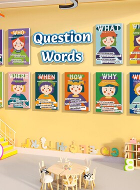 英语教室布置装饰绘本馆环创材料培训机构幼儿园文化主题墙成品QT