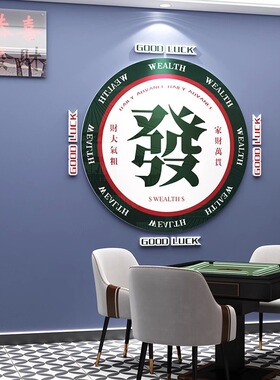 国潮风麻将馆棋牌室房网红打卡背景墙面画拍照区布置装饰用品贴纸