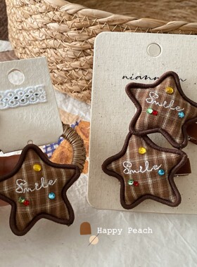 彩色水钻格纹蝴蝶结爱心发夹甜美少女侧边刘海夹桃心碎发发夹发饰