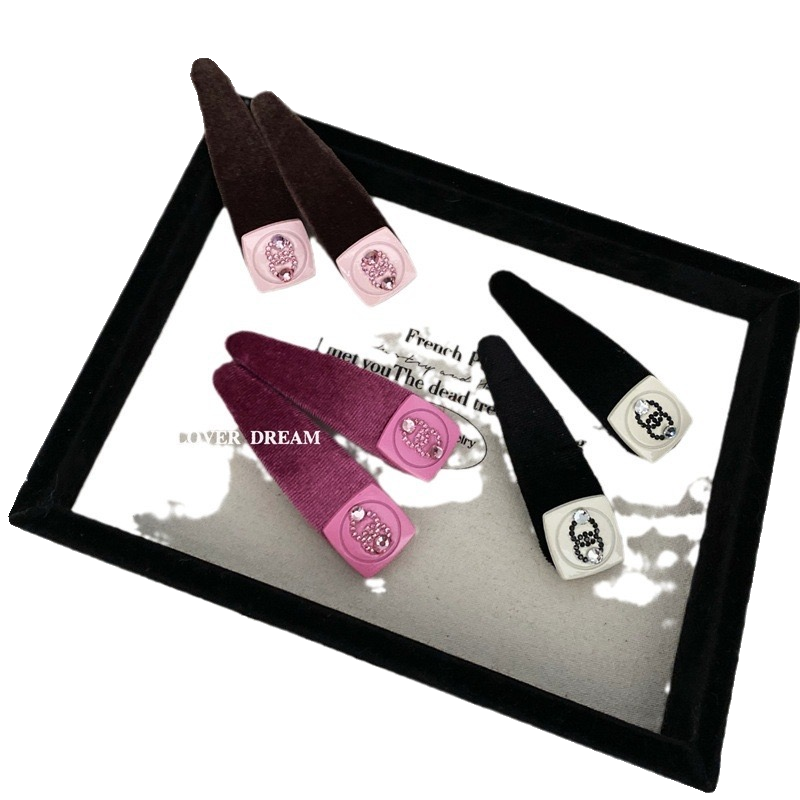 韩国新款三色水钻字母丝绒布艺发夹 时尚复古BB夹刘海夹高级发饰,淘宝优惠券,粉丝福利购,淘宝优惠卷