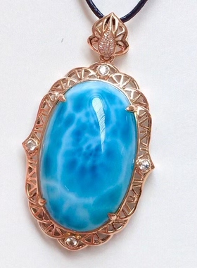 18K金镶嵌天然海纹石吊坠