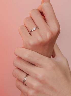 PT950绾青丝铂金戒指女轻奢送老婆女友结婚纪念日礼物情侣戒指