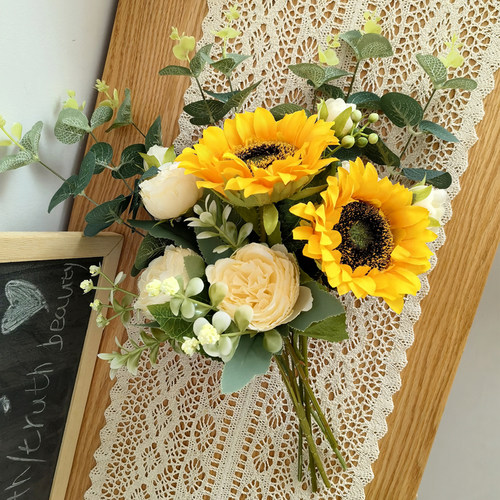 向日葵牡丹仿真花客厅餐桌花束假花绿植插花摆件塑料干花装饰摆设 - 图2