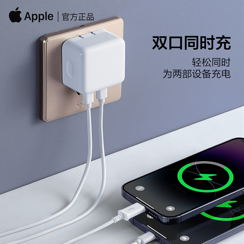 Apple苹果35W双口充电器原装正品type-c电脑平板充电头35瓦快充iPhone17/16/15/14ProMax/iPad/MacBook插头 - 图1
