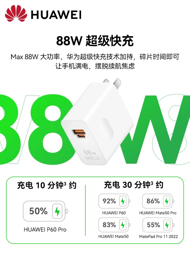 华为原装正品88W充电器全能充超级快充头数据线套装mate60pro/P60pro+原装正品matex3手机双口闪充Type-c - 图3