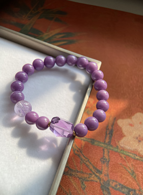 拈花记 香芋紫紫云母手链 切面紫水晶 九紫离火首饰