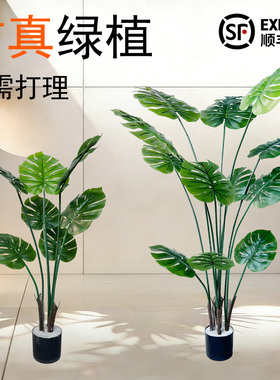 龟背竹仿真假绿植造景组合办公室休闲区布置玄关造景绿植装饰假树
