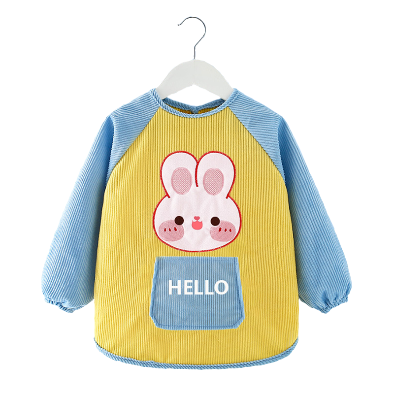 Children's smock, autumn and winter style, baby's reverse-wearing waterproof and anti-dirty smock, baby's long-sleeved baby style bib skirt