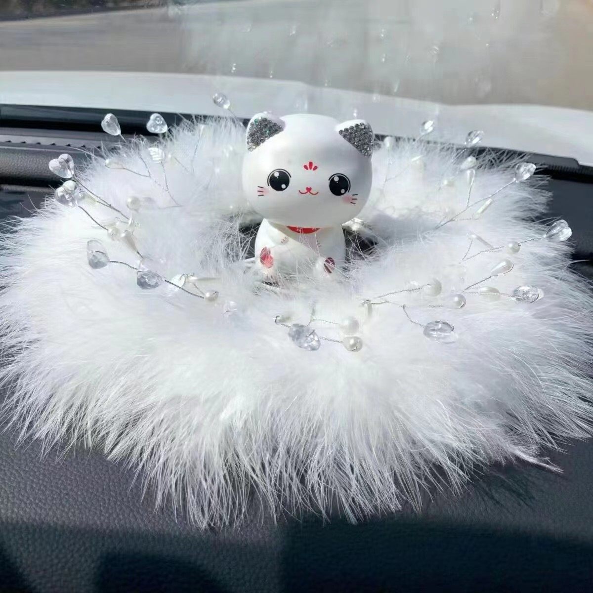 汽车饰品摆件太阳能摇头招财猫车内网红可爱创意高档车上装饰用品,淘宝优惠券,粉丝福利购,淘宝优惠卷