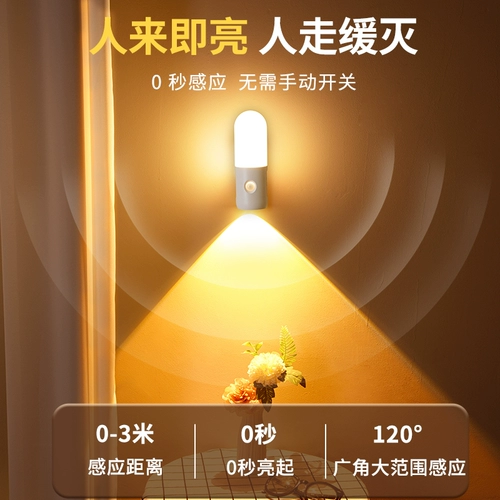 Зарядные атмосферные огни без проводки и перемешивания, коридор и коридор ночью, приведите ночные огни спальни для спальни