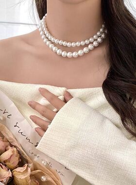 百搭新款珍珠项链女小众精致链