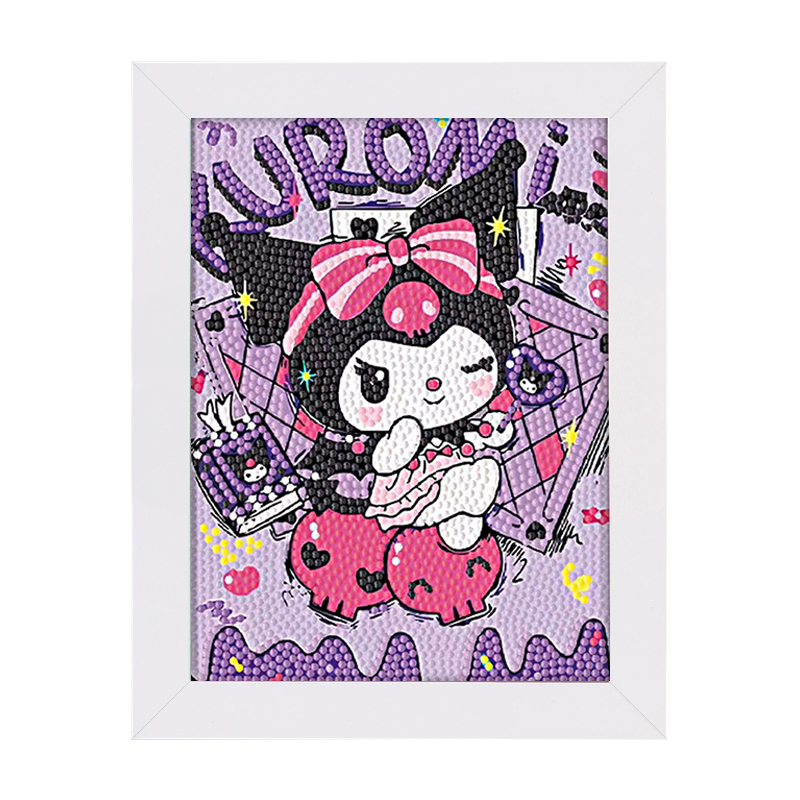 2025新款库洛米钻石画卡通儿童diy女孩手工钻石粘贴画高颜值带框 - 图3