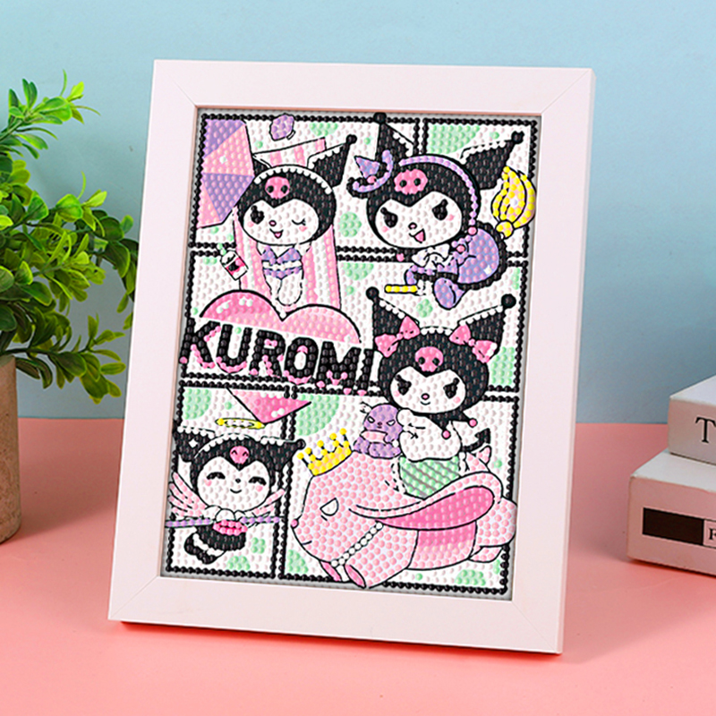2025新款库洛米钻石画卡通儿童diy女孩手工钻石粘贴画高颜值带框 - 图2