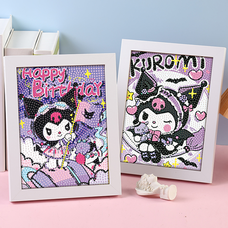 2025新款库洛米钻石画卡通儿童diy女孩手工钻石粘贴画高颜值带框 - 图0