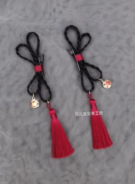 汉服唐装头饰粉红色喜庆夹子女童