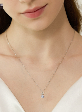 ECETOWIH纯银双爱心形莫桑石项链