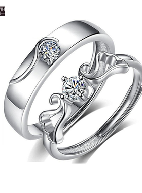 ECETOWIH莫桑钻纯银天使之翼情侣