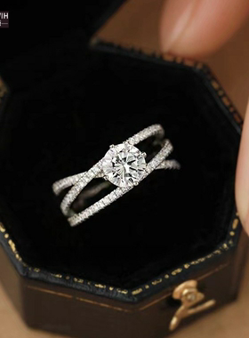 ECETOWIH莫桑石钻戒女一克拉戒指