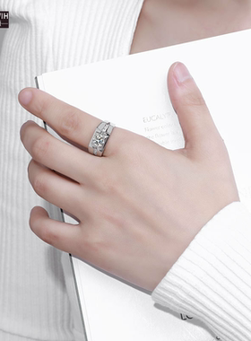 ECETOWIH纯银D色莫桑石戒指一克