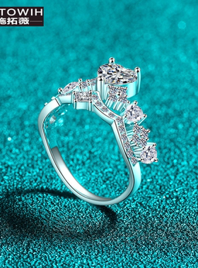 ECETOWIHS925纯银莫桑石戒指女爱