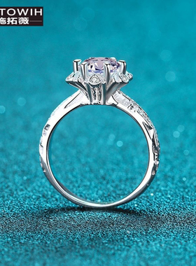 ECETOWIHS925银戒子女1克拉莫桑