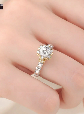 ECETOWIH戒指女款纯银手捧花甜心