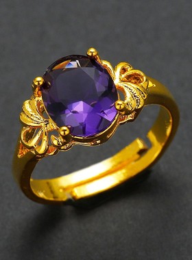 2024夏季新款越南沙金戒指女食指戒开口仿真黄金不掉色首饰正品