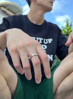 欧美大码闭口戒指男冷淡风ins个性宽戒子小众钛钢高级感男戒潮牌