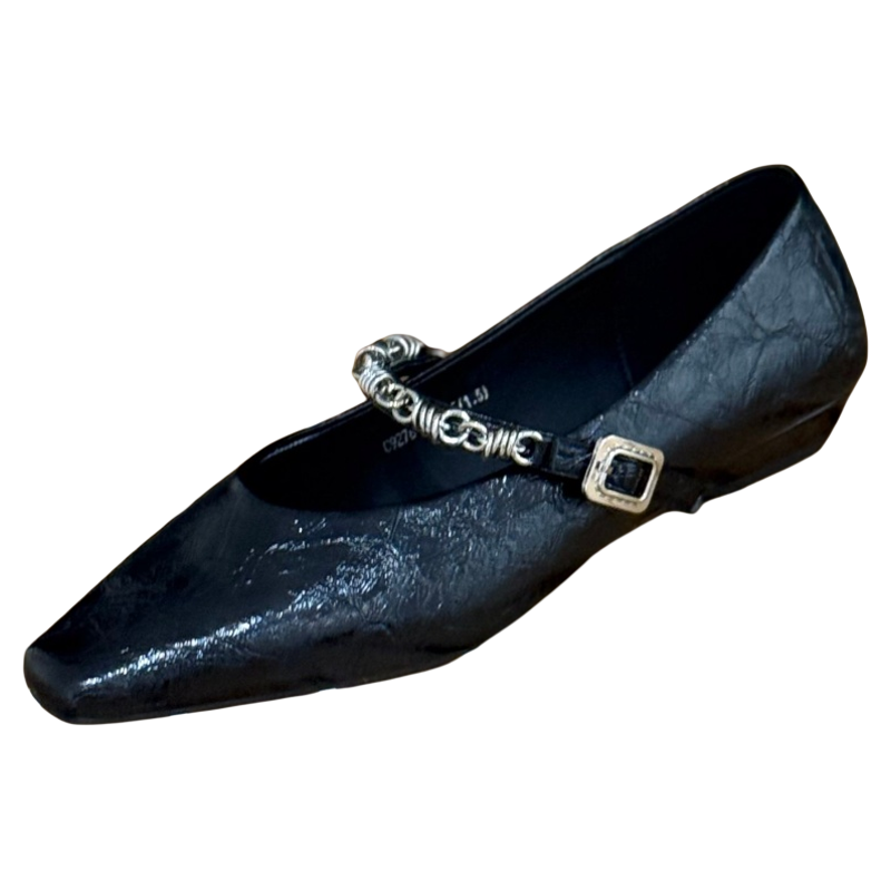 仙女风一字带玛丽珍鞋女2026春季新款链条装饰小皮鞋平底浅口单鞋,淘宝优惠券,粉丝福利购,淘宝优惠卷