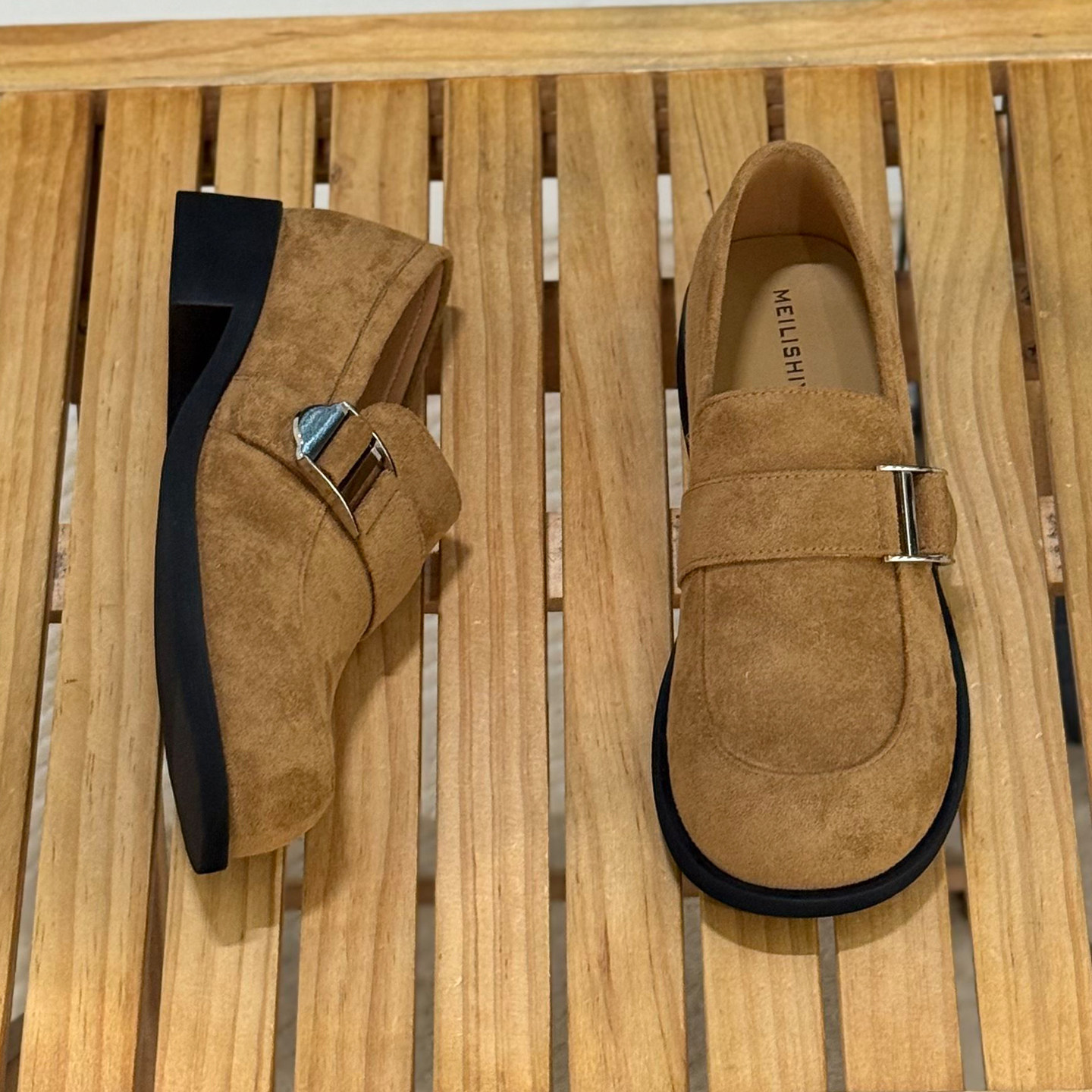 复古粗跟乐福鞋女2025年新款网红磨砂皮一脚蹬单鞋韩版休闲豆豆鞋,淘宝优惠券,粉丝福利购,淘宝优惠卷