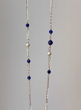 OPs原创青金石纯银项链