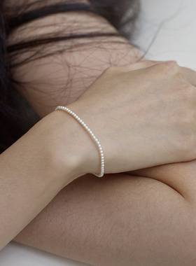 OPs精致日常进口施家极细迷你小珍珠美国14K包金纯银简约百搭手链