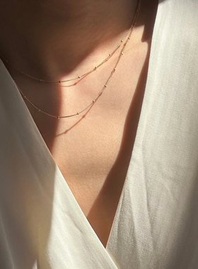 OPs美国14K包金复古珠链项链