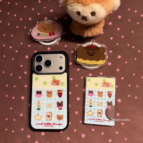 韩系ins小众软萌甜妹蓝格纹小熊甜品手机壳适用iphone17promax苹果18pro/16promax/15学生党手机保护套个性 - 图3