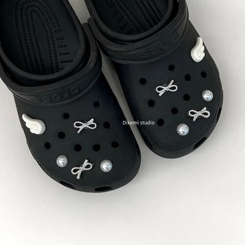 韩系ins风小众Y2K甜美翅膀蝴蝶结适配Crocs洞洞鞋扣diy可拆卸鞋花 - 图1