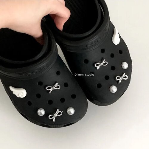 韩系ins风小众Y2K甜美翅膀蝴蝶结适配Crocs洞洞鞋扣diy可拆卸鞋花 - 图0