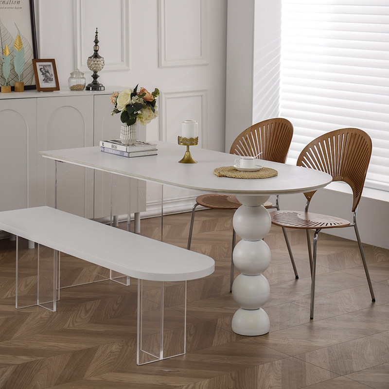 法式岩板餐桌小户型家用网红奶油风半椭圆靠墙亚克力悬浮岛台餐桌,淘宝优惠券,粉丝福利购,淘宝优惠卷