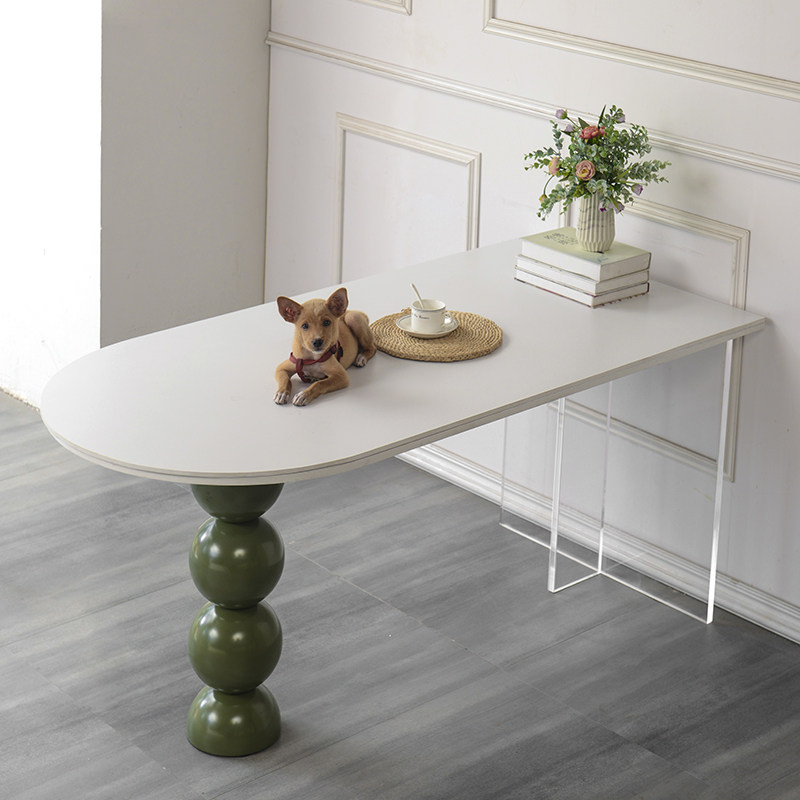 法式岩板餐桌小户型家用网红奶油风半椭圆靠墙亚克力悬浮岛台餐桌,淘宝优惠券,粉丝福利购,淘宝优惠卷
