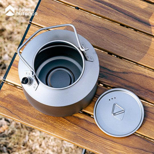 Wasserkocher aus reinem Titan, Outdoor-Teekanne, Camping, tragbar