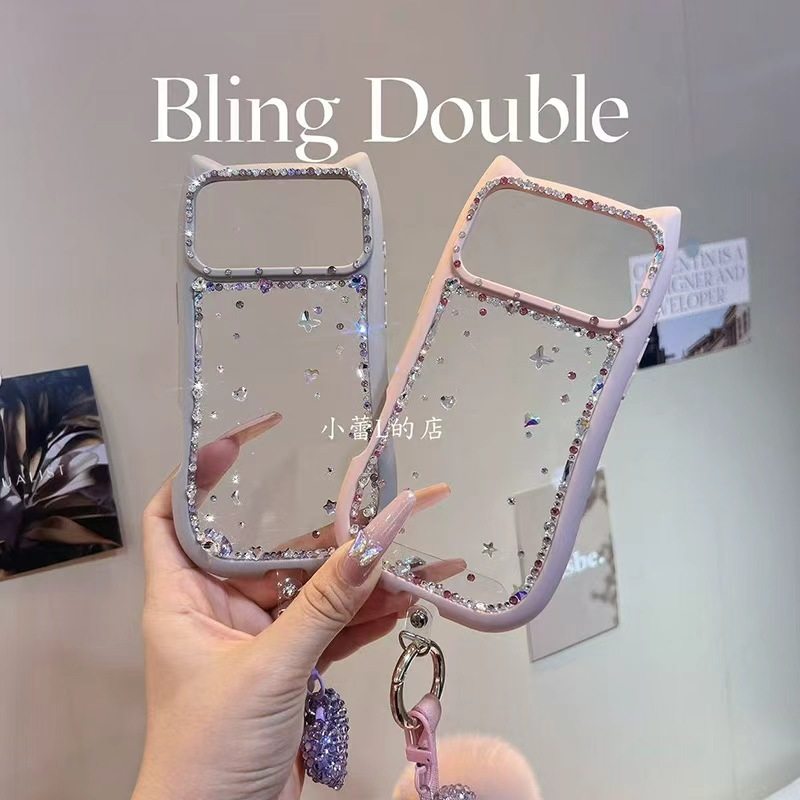 猫猫耳水钻满天星水钻手机壳适用苹果17promax/16pro/17pro华为,淘宝优惠券,粉丝福利购,淘宝优惠卷
