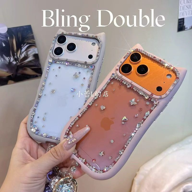 猫猫耳水钻满天星水钻手机壳适用苹果17promax/16pro/17pro华为,淘宝优惠券,粉丝福利购,淘宝优惠卷