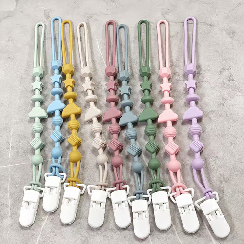 硅胶防掉链牙胶链婴儿磨牙棒玩具防丢绳宝宝安抚安抚奶嘴链可啃咬 - 图1