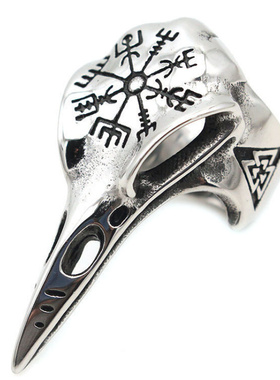 北欧复古维京人鸟骷髅戒指男潮嘻