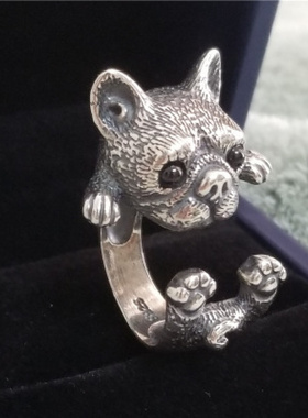 日韩简约可爱小猫戒指女开口kt猫