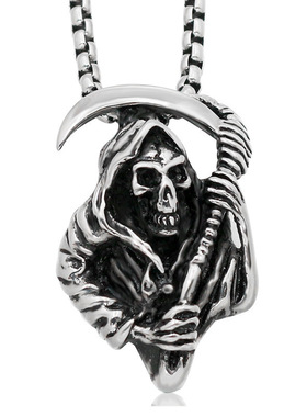 2023日韩骷髅死神镰刀吊坠项链霸