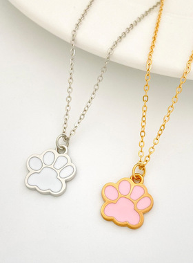 ins小众设计可爱甜心猫爪项链锁